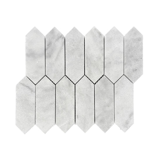 Carrara White Honed Marble Picket Mosaic Wall & Floor Tile - alternate view