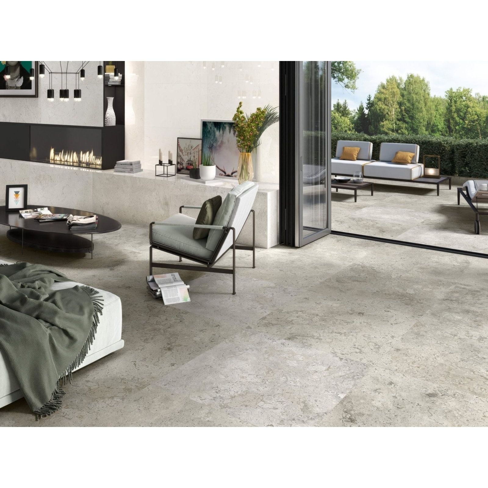 Baltimore 1816 grey matt gray stone-effect floor tiles with subtle veining and a matte finish