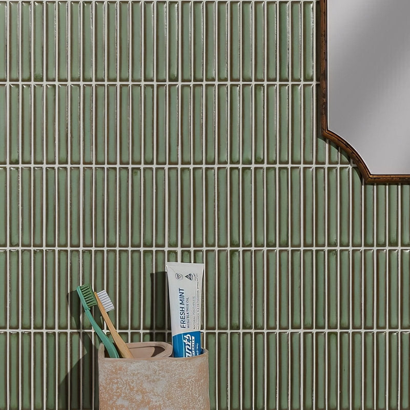 Bamboo Lustre Porcelain Mosaic Avocado