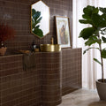 Bamboo Porcelain Mosaic Caramel, caramel-brown ridged porcelain mosaic