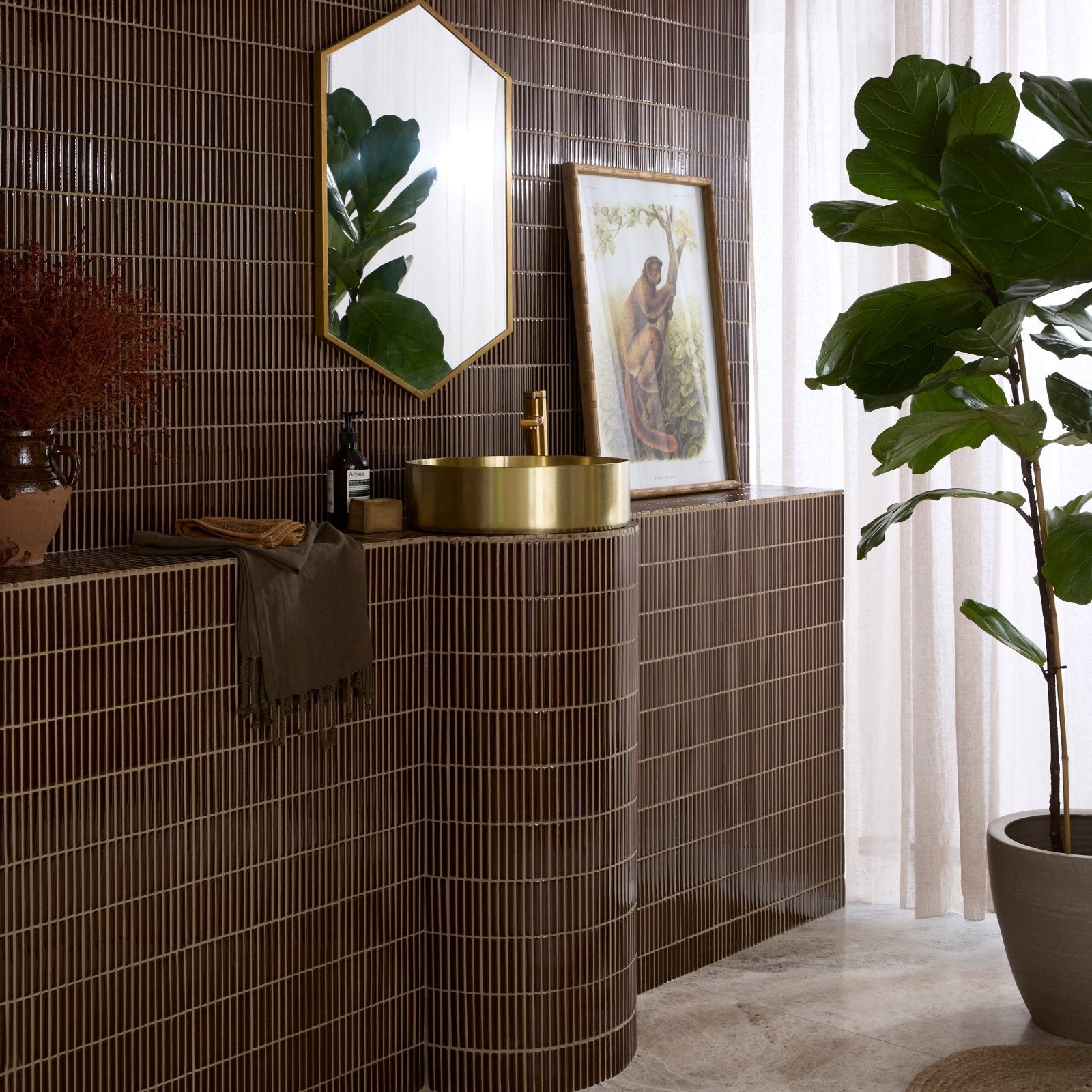 Bamboo Porcelain Mosaic Caramel