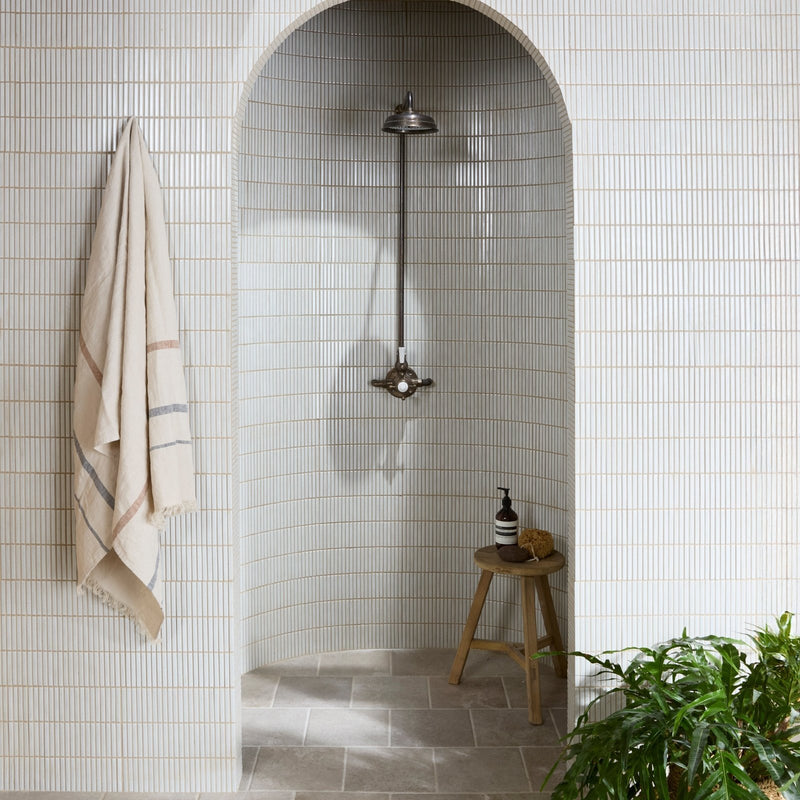 Bamboo Porcelain Mosaic Vintage White