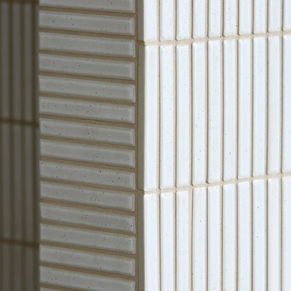 Bamboo porcelain mosaic vintage white white ceramic tiles with subtle speckled texture and vertical ridges in neat rows