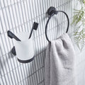 Bamboo Porcelain Mosaic White white ribbed porcelain mosaic with a frosted glass toothbrush holder