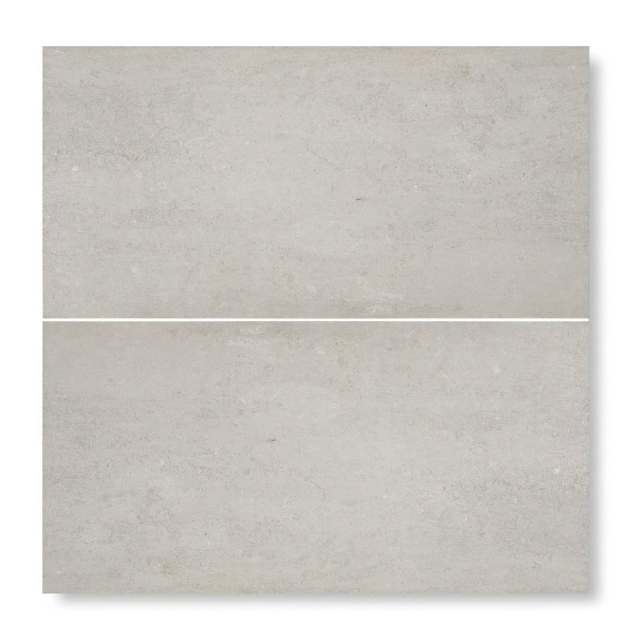 Barbican Moor Lane 30 x 60cm light gray concrete effect rectangular tile with subtle texture and horizontal seam