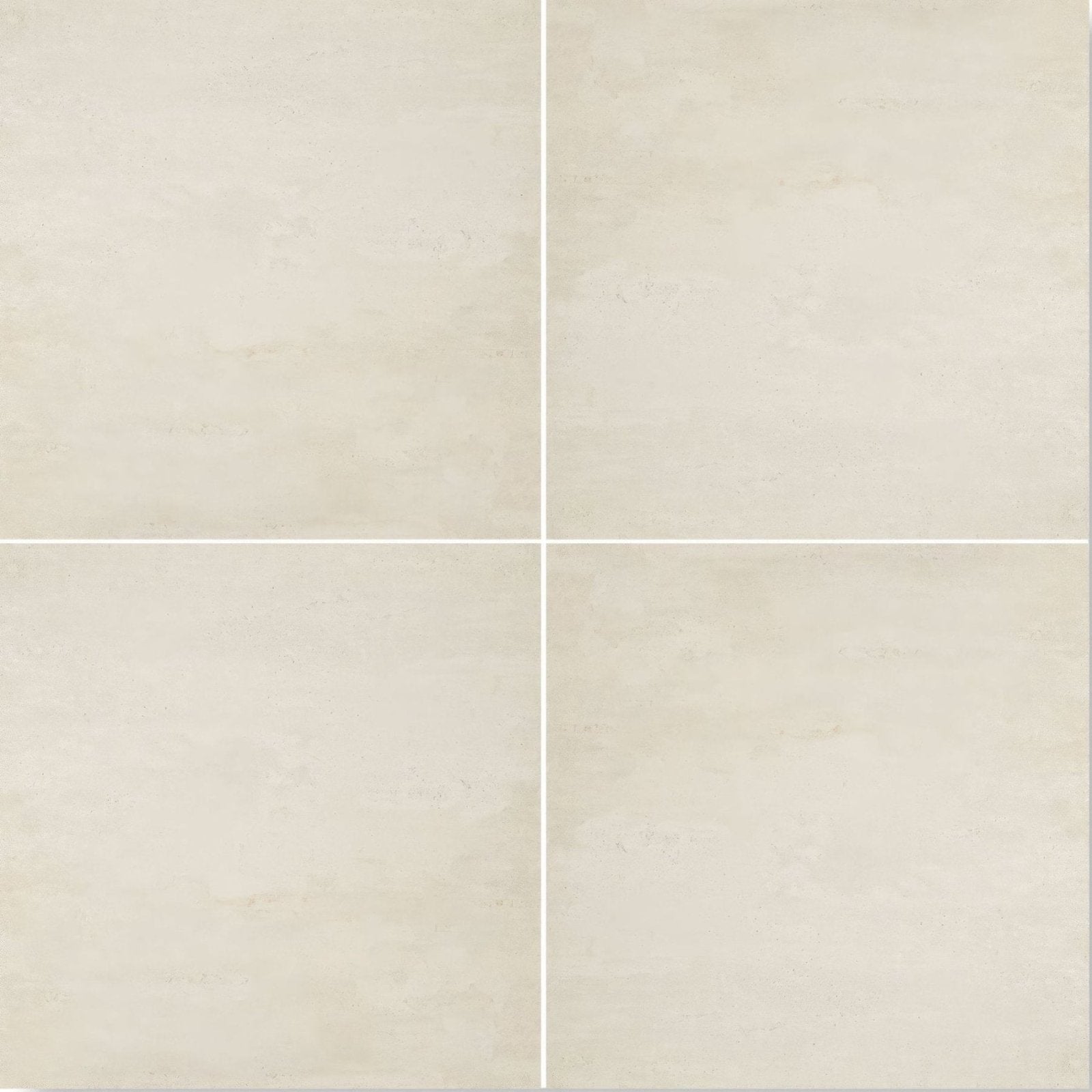 Beige matte-finish ceramic floor tiles arranged in a four-square grid barbican silk street 60 x 60cm