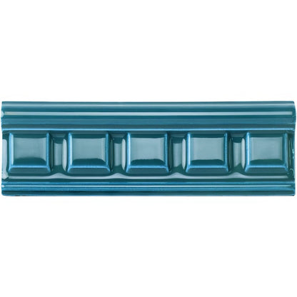 Baroque Blue Dentil Moulding Ceramic Wall Tile 152x50mm