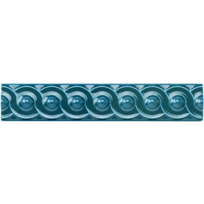 Baroque Blue Scroll Moulding Ceramic Wall Tile 152x29mm