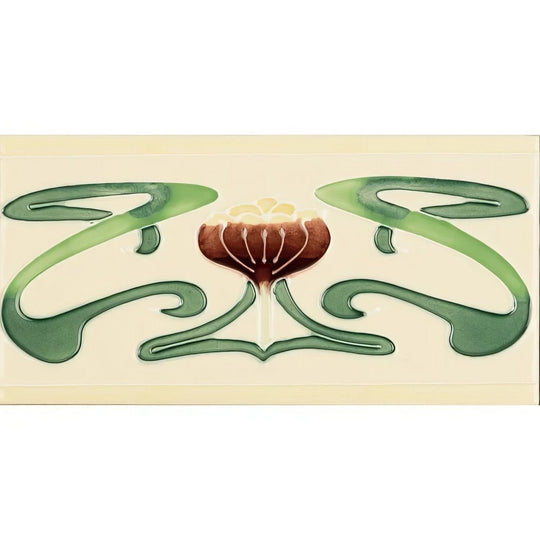 Belle Epoque Border Tube-Lined Single Tile on County White - alternate view