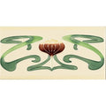 Cream-colored ceramic belle epoque border tube-lined tile with art nouveau floral design on county white background
