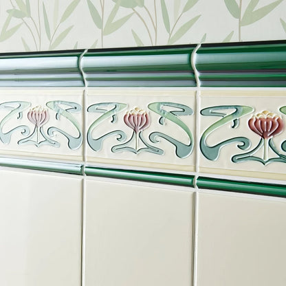 Belle Epoque Border Tube - Lined Single Tile on County White