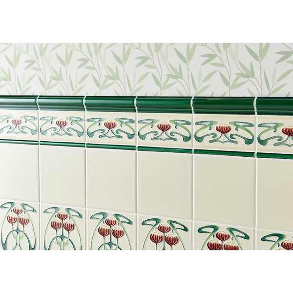 Belle Epoque Tube-Lined Single Tile on County White