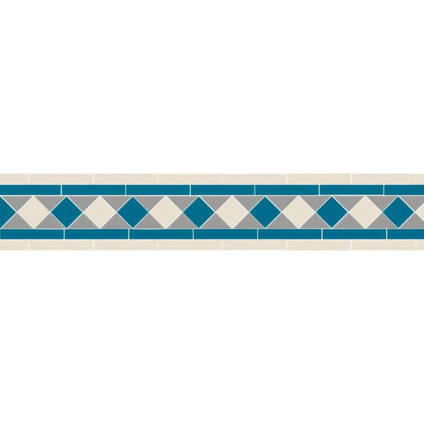 Grey, Dover White and Pugin Blue 1 Ceramic Floor Tile