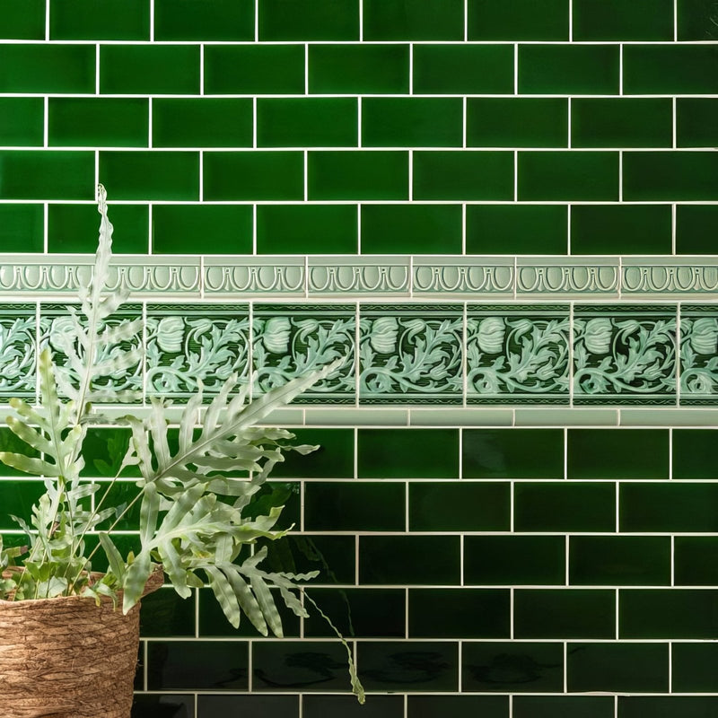 Berkeley Decorative Tile Jade Breeze On Victorian Green