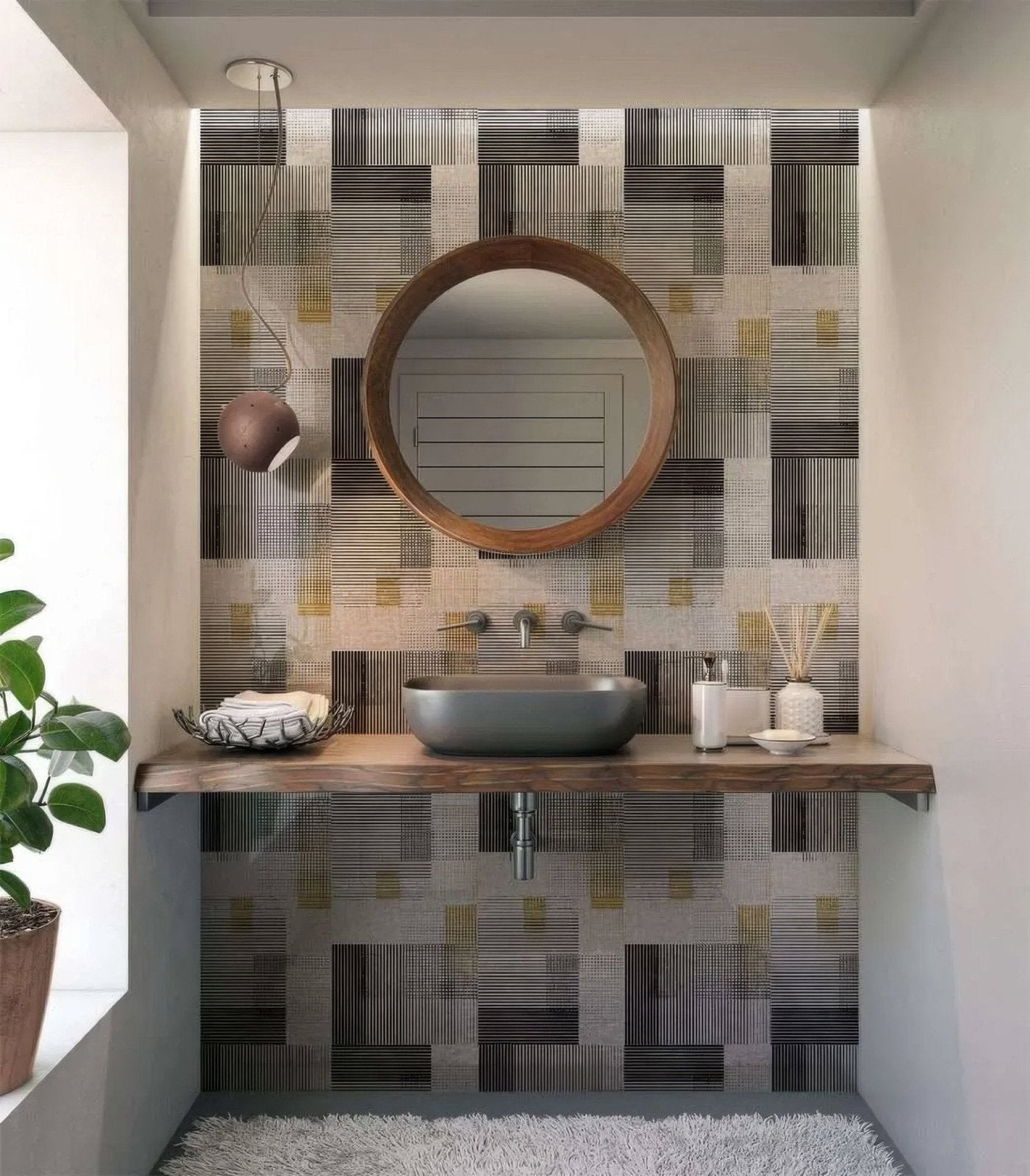 Berlin Geometric Shower Wall Panel