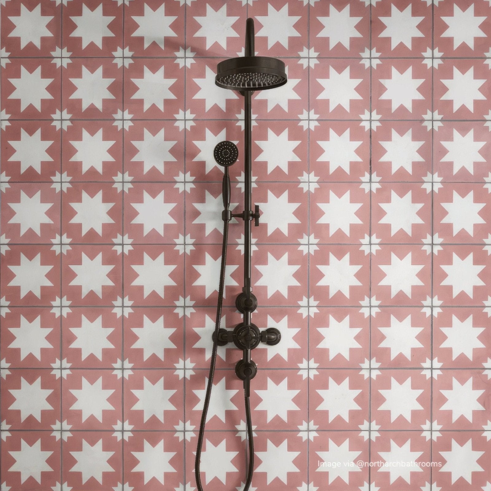 Bert and May Pink Pradena Porcelain in a bathroom setting (3)