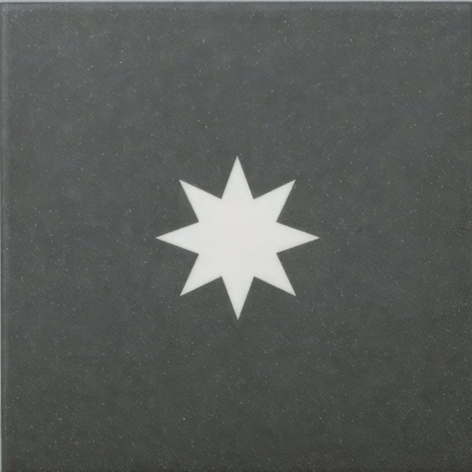 Bert & may black luna porcelain book cover in black with a bold white eight-pointed star on a textured surface