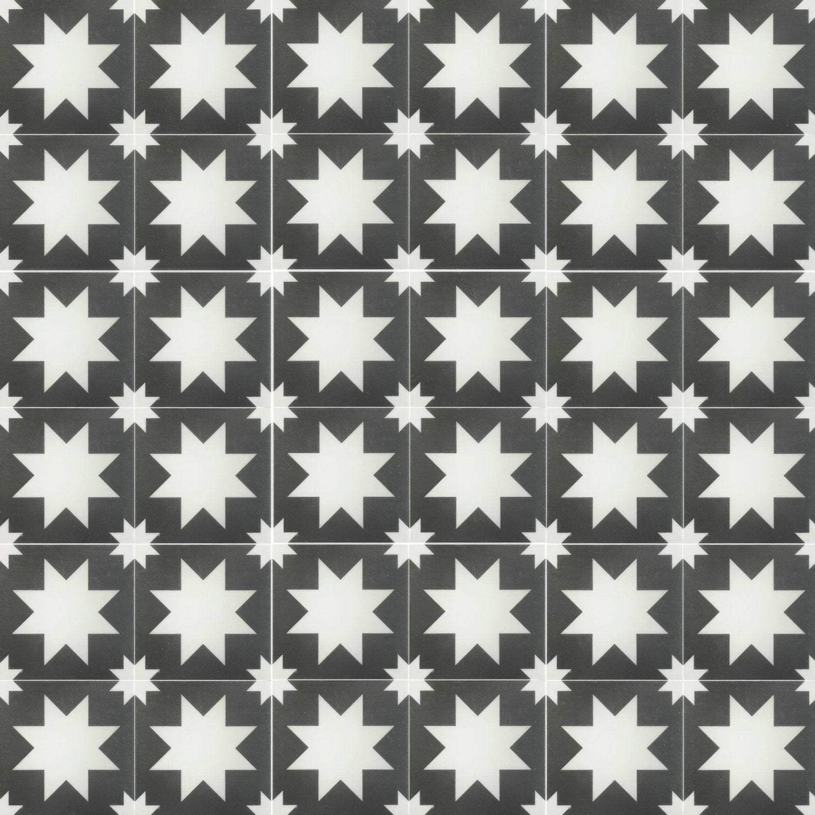 Black and white star patterned ceramic floor tiles bert and may black pradena porcelain for stylish flooring