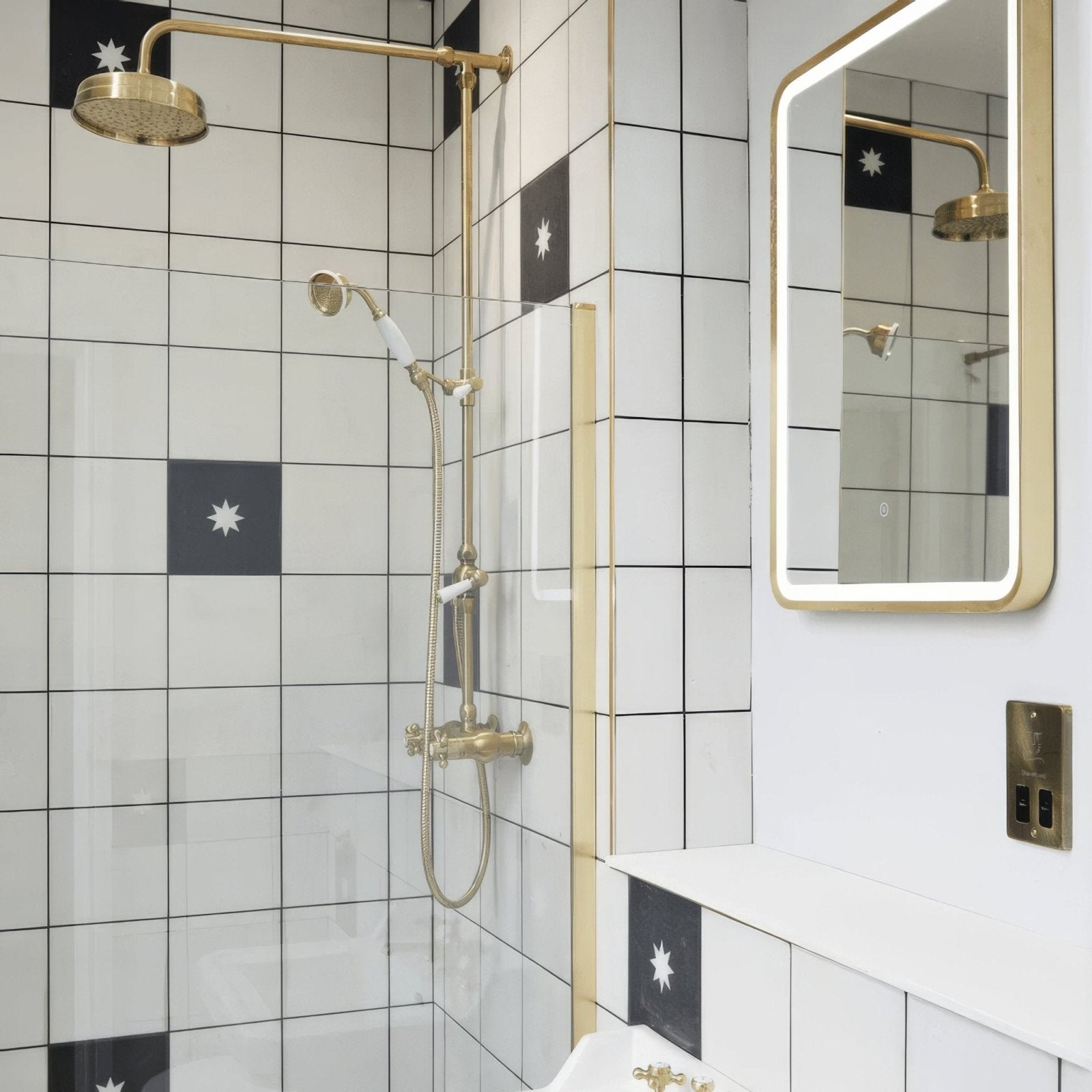 Bert & May Brighton Stone Porcelain Plain Tile in a bathroom setting