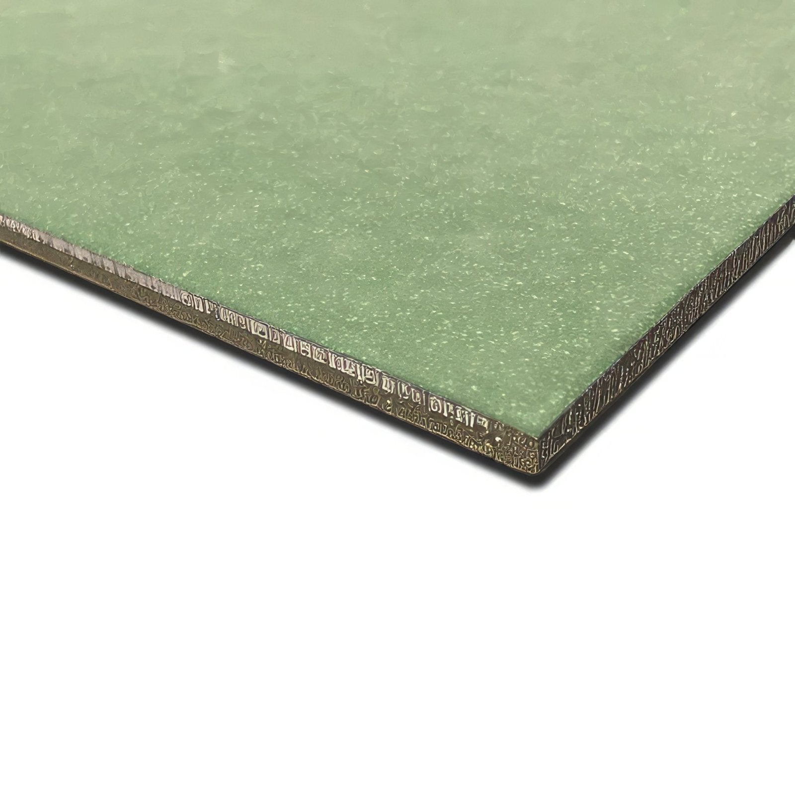 Green textured bert & may forest porcelain plain tile with speckled surface and layered edges