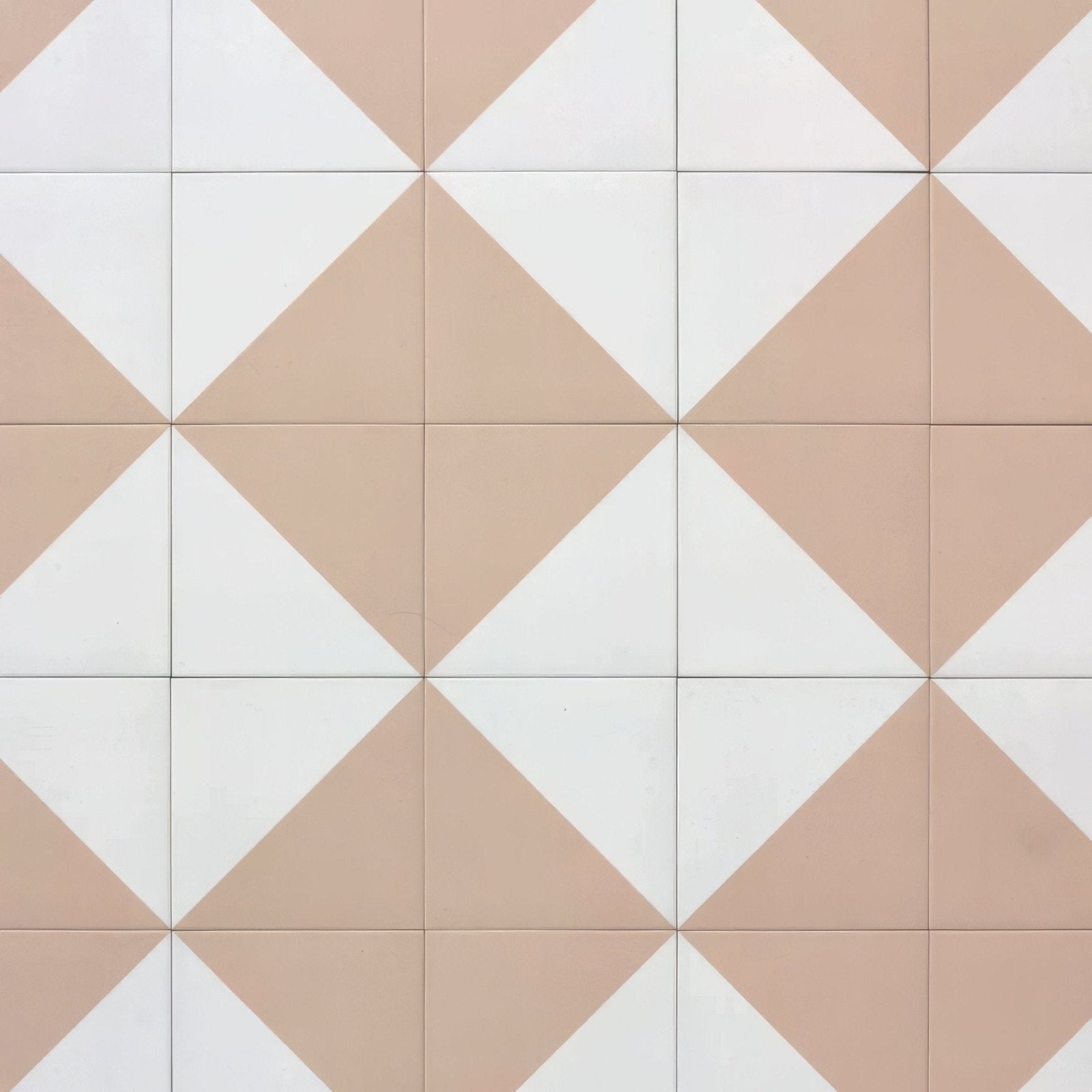 Beige and white geometric patterned porcelain floor tiles from bert & may pearl alalpardo collection