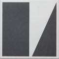 Minimalist abstract art porcelain featuring two bold black geometric shapes on white by bert and may split shift old iron