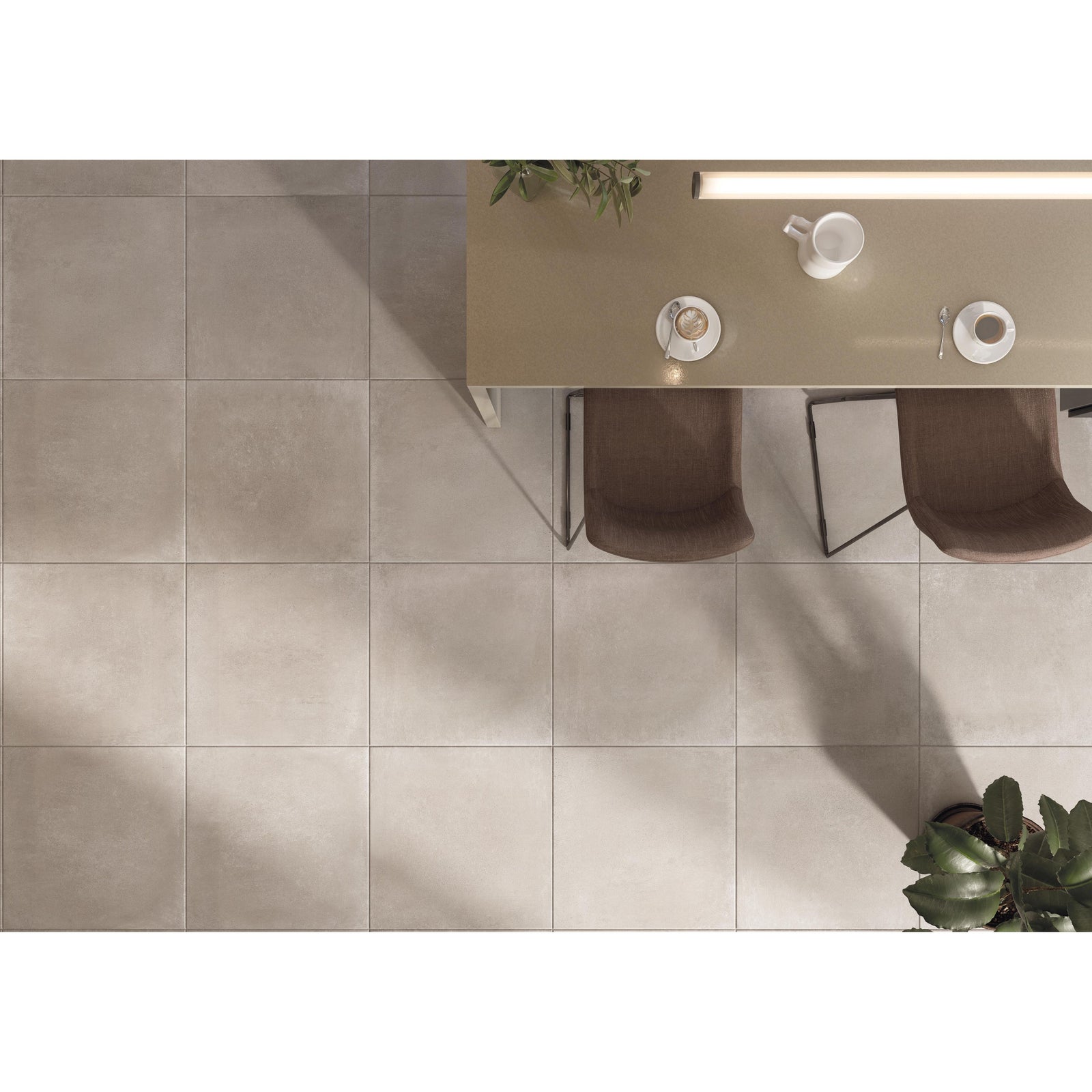Beton Beige Matt 60 x 60cm Wall & Floor Tile in a bathroom setting