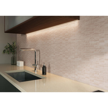 Beige textured rectangular kitchen backsplash tiles beton beige next relieve decor with a concrete look finish