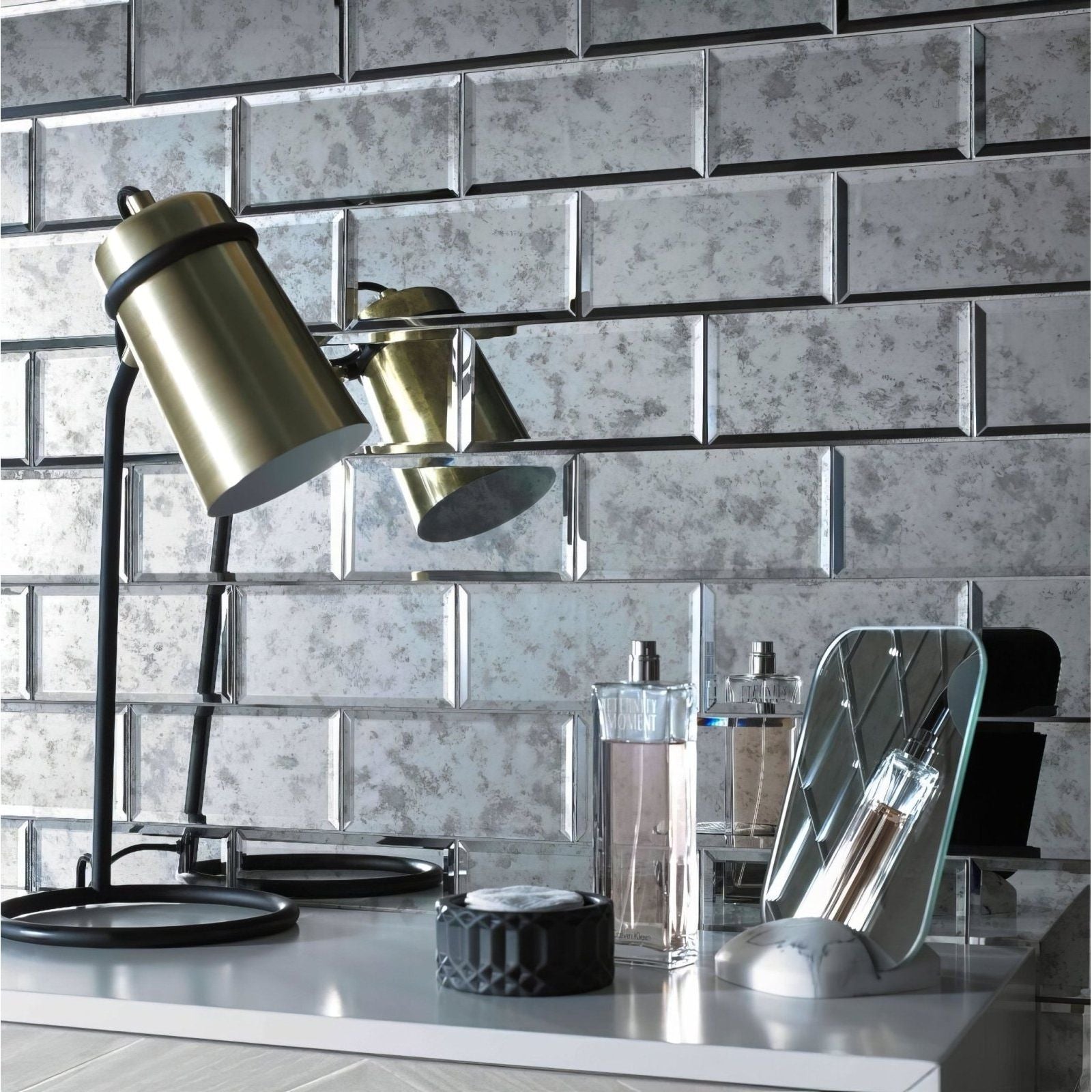 Bevel Antique Mirror Brick Mosaic