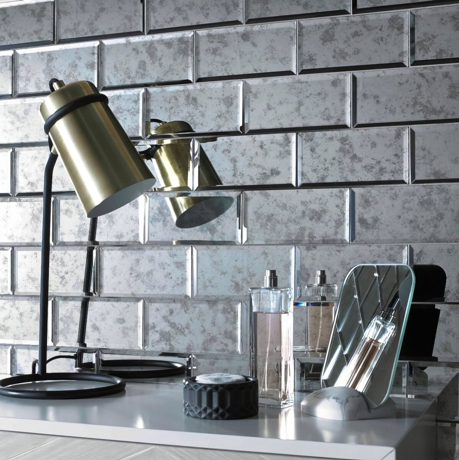 Bevel Antique Mirror Brick Mosaic