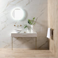 Bianco Oro Polished Porcelain 60 x 120cm white marble-effect porcelain with a gold-legged marble vanity
