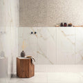 Bianco oro polished porcelain wall tiles 60 x 120cm white marble effect with subtle gold veining