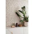 Bianco Oro Polished Porcelain 90 x 90cm white marble-effect porcelain with a hexagonal mosaic feature wall