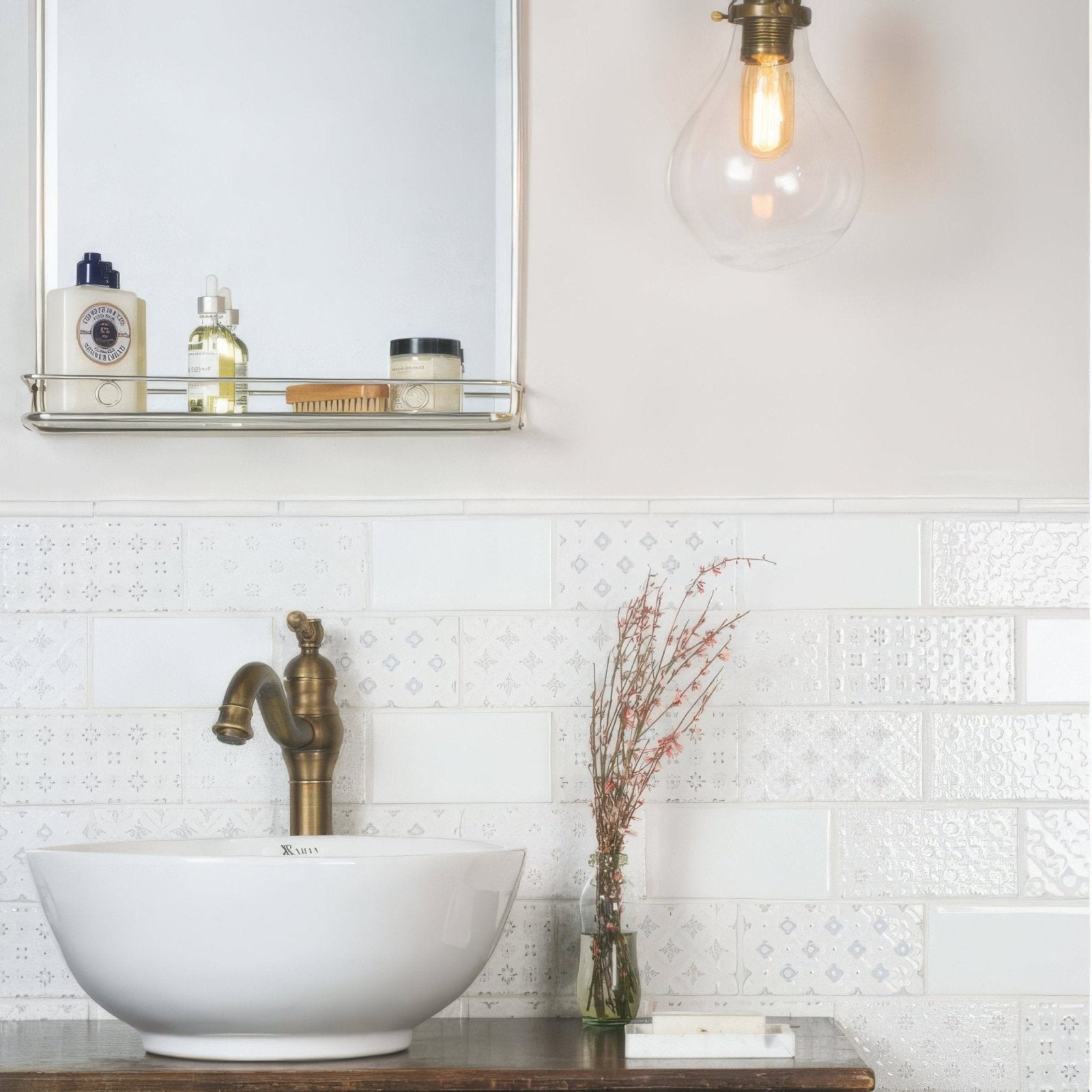 White ceramic bowl sink with brass faucet in bicton on helmingham for stylish bathroom use