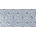 Light blue ceramic tile bicton on snape with repeating gray and white geometric pattern for stylish interiors