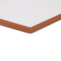 White rectangular board with brown border in bilbao matt white finish ideal for office or home use
