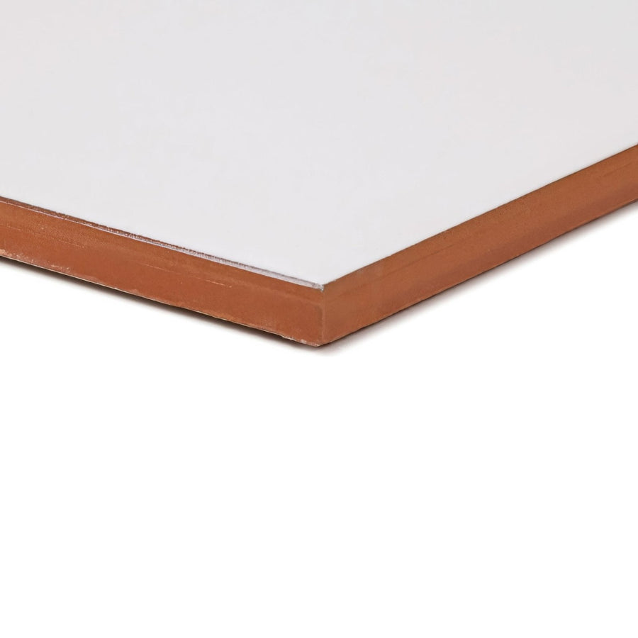 White rectangular board with brown border in bilbao matt white finish ideal for office or home use