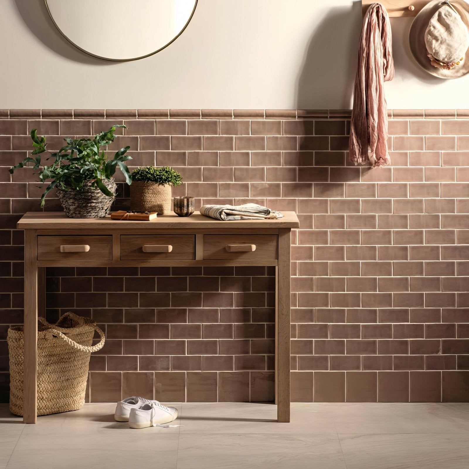 Light brown brick tile birch wall tiles with matte finish ideal for interior brick-style decor