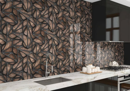 Black Grid on Wood Shower Panel