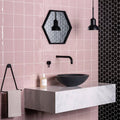 Black Large Honeycomb Floor Mosaic black hexagonal mosaic with a hexagonal mirror