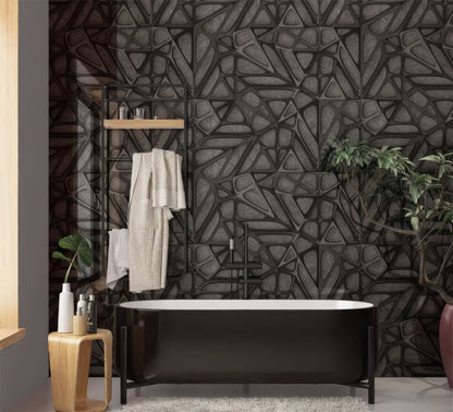 Black Lattice Grid on Concrete Shower Panel