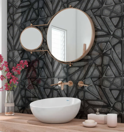 Black Lattice Grid on Concrete Shower Panel