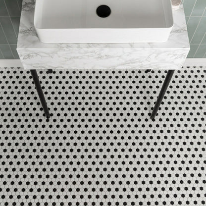 Black & White Honeycomb Floor Mosaic
