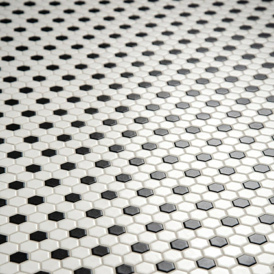 Black & White Honeycomb Floor Mosaic - alternate view