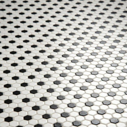 Black & White Honeycomb Floor Mosaic