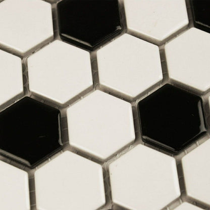 Black & White Honeycomb Floor Mosaic