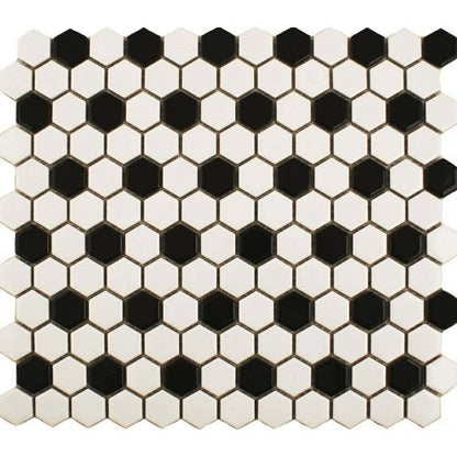 Black & White Honeycomb Floor Mosaic