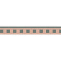 A decorative border tile strip blake carnation pink and revival grey with alternating pink and dark green squares