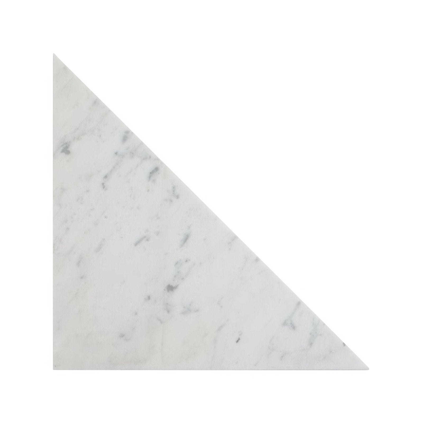 Blends Carrara triangle white marble tile with subtle gray veining ideal for decorative wall and floor use