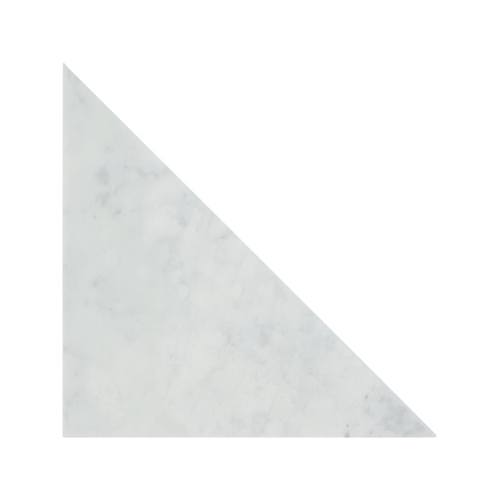 A sleek white marble triangle tile with subtle gray veining from blends carrara triangle collection